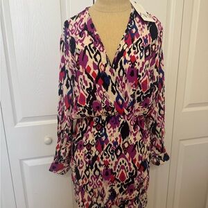 Zara Pink and Black Sheath Dress with Bishop Sleeves